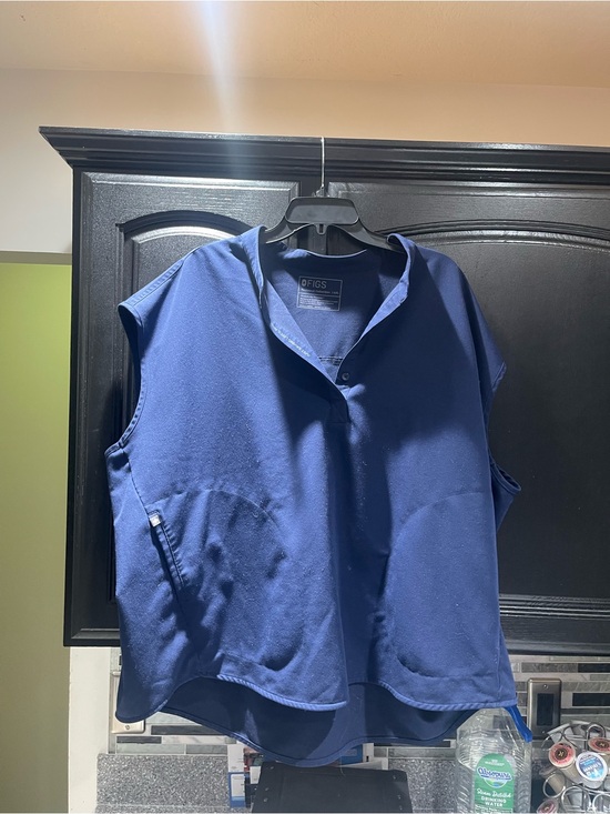 Figs Tops - Figs Rafaela Scrub Top Women's 4XL Oversized Mandarin Collar Navy Blue